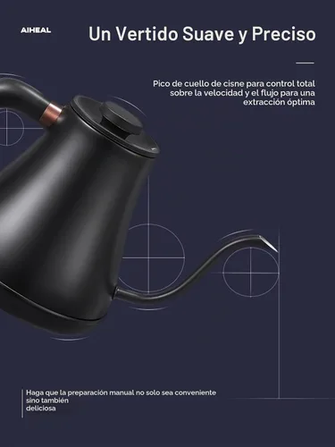 Vista 3 de Hervidor eléctrico de cuello de cisne con control de temperatura, hervidor eléctrico para café y té, interior de acero 100% inoxidable