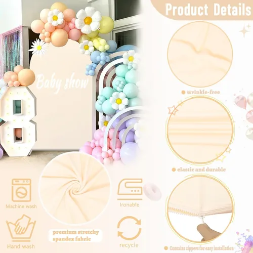 Vista 5 de Fundas de arco elásticas de 6 pies, color beige, para bodas, cumpleaños, baby shows, fiestas, banquetes