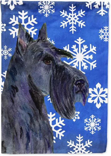 Vista 101 de Caroline's Treasures SC9374GF Bulldog English Snow flakes Holiday Garden Flag Buzón Bandera decorativa para patio exterior, patio, obras de arte