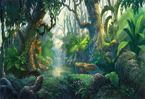 Vista 11 de AOFOTO Fantástico telón de fondo de selva de 5 x 3 pies para explorar bosques de verano para fotografía de aventura, fondo de fotografía