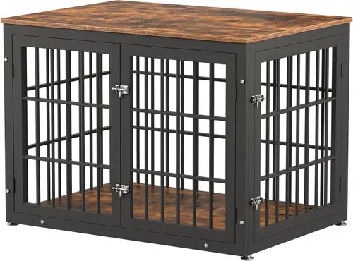 Vista 17 de rehomerance Mueble de jaula de perro resistente de 26 pulgadas para perros pequeños, mesa auxiliar decorativa para casa de mascotas, muebles de Negro