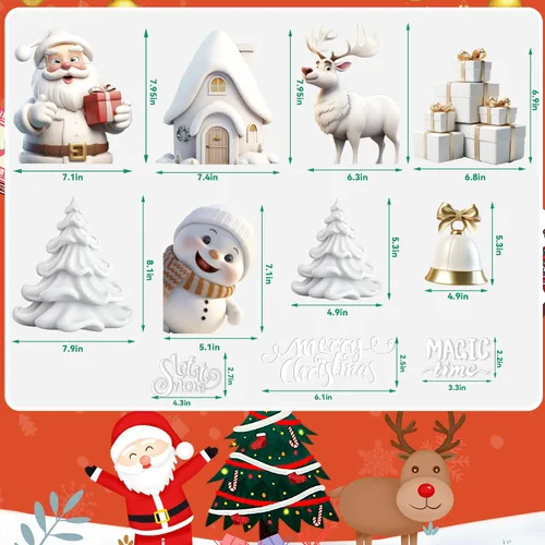 Vista 3 de Adhesivos de ventana de Navidad, calcomanías de ventana de Navidad 3D, color blanco, de doble cara para decoraciones de Navidad (8 hojas)