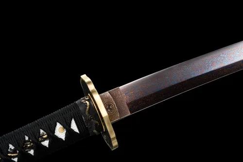 Vista 3 de Espada JIHPEN, Katana negra, espada samurái de espiga completa, afilada, hoja de acero de resorte con vaina negra - 41 pulgadas, variedad de estilos