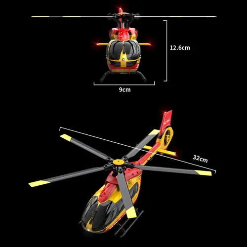 Vista 9 de C190 H145 6CH Helicóptero de control remoto avión para adultos principiantes RC Heli solo rotor sin altitudes mantener la altitud/posicionamiento