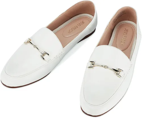Vista 6 de JENN ARDOR Mocasines Penny para mujer, mocasines de moda, cómodos zapatos planos de conducción, Blanco