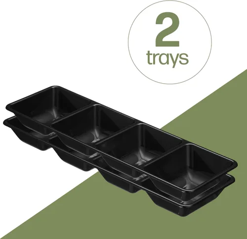 Vista 5 de Plasticpro Bandeja de servir de plástico rectangular de 4 secciones/platillo (2, Negro)