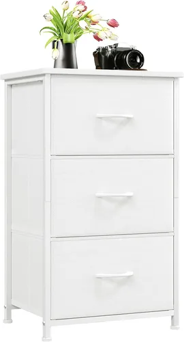 Vista 29 de Somdot - Cómoda para dormitorio con 3 cajones, organizador de almacenamiento con cajones de tela con contenedores de tela removibles para armario