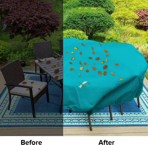 Vista 41 de Fundas para muebles de patio, impermeables, resistentes a los rayos UV, resistentes a los rayos UV, para exteriores, mesa redonda y rectangular
