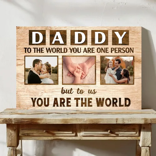 Vista 4 de Lienzo personalizado para papá con fotos, lienzo para el día del padre de parte de la hija, regalos de papá de parte de un hijo, arte de pared feliz