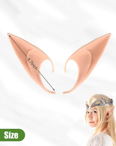 Vista 20 de Orejas de elfo Pixie de hadas para cosplay, disfraz de fiesta, accesorios de mascarada para Halloween, Navidad (2 pares)