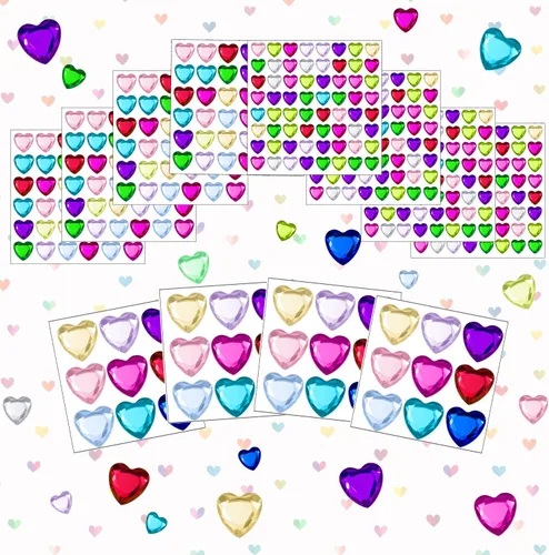 Vista 2 de 436 calcomanías de diamantes de imitación de corazón, gemas de corazón acrílicas, calcomanías de cristal de espalda plana para cuerpo, maquillaje
