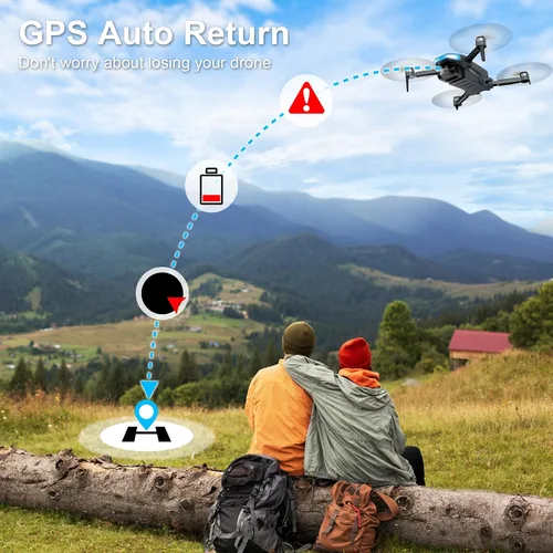 Vista 4 de Dron con cámara para adultos - Cámara HD 2K FPV Live Video, GPS Drone con retorno automático, motor sin escobillas, cuadricóptero plegable, sígueme
