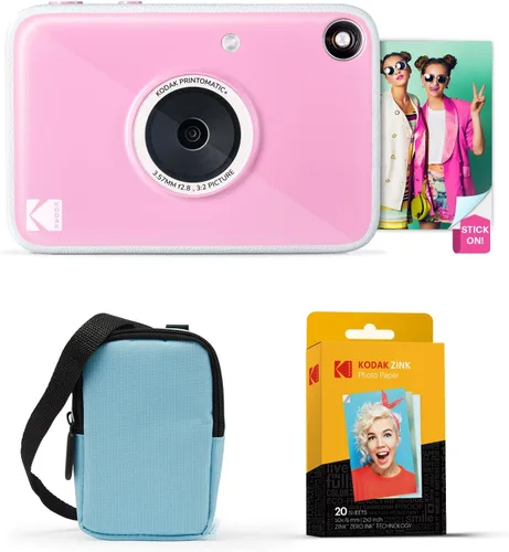 Vista 15 de KODAK Printomatic+ - Paquete de inicio de cámara digital de impresión instantánea + Estuche de transporte + Papel fotográfico adhesivo Zink de 20