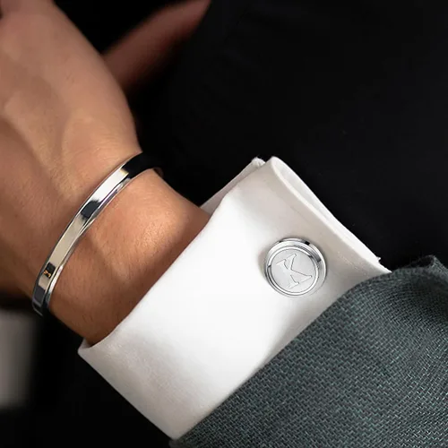 Vista 2 de LOLIAS 3 pares de gemelos con iniciales para hombre, juego de gemelos clásicos para hombre, estilo casual a formal, con caja de regalo, gemelos