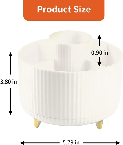 Vista 7 de Soporte para Lápices y Bolígrafos de Escritorio, Organizador Giratório de 5 Ranuras de 360° para Escritorio, Organizador de Suministros de Papelería