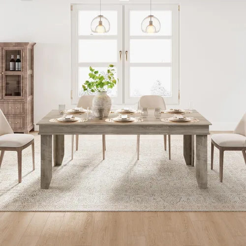 Vista 11 de GarveeHome Farmhouse - Mesa de comedor para 4-6 personas, mesas de cocina de 63 pulgadas de largo