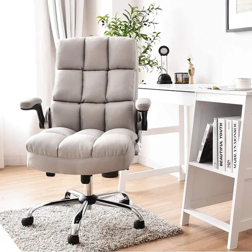 Vista 2 de Topment Silla giratoria de oficina en casa, silla de escritorio acolchada ajustable para computadora con respaldo ergonómico, reposabrazos abatible