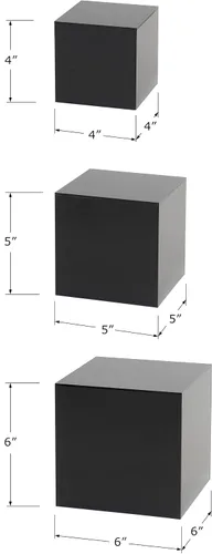 Vista 8 de Red Co. Juego de 3 soportes elevadores de acrílico negro brillante con parte inferior hueca