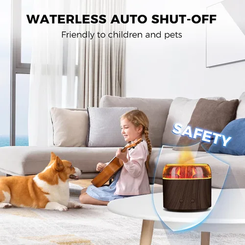 Vista 7 de Mini Difusor de Aire Bonfire, Difusor Ultrasónico de Aroma de Niebla Fría para Aceites Esenciales, Humidificador de Niebla de Fuego con Brillo LED