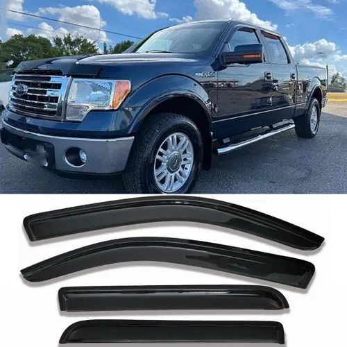 Vista 45 de Deflectores de ventana adhesivos para ventanas laterales y ventilación con viseras para 2015-2018 Chevy Silverado y GMC Sierra 1500 2500HD 3500HD