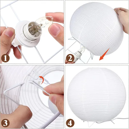 Vista 8 de Lámpara de mesa de papel con bombilla E14, luz suave y cálida para dormitorio, lámpara decorativa de papel de arroz para dormitorio, lámpara