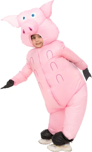 Vista 2 de IHGYT Inflatable Pig Costume Full Body Suit Pink Pig Costumes Air Blow up Suit Party Dress Halloween and Christmas Cosplay