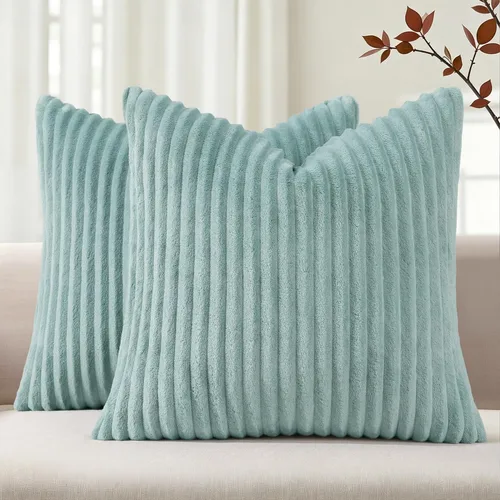 Vista 14 de Simmore Juego de 2 fundas de almohada decorativas de verano de 16 x 16 pulgadas, fundas de almohada suaves de franela de felpa natural de doble cara