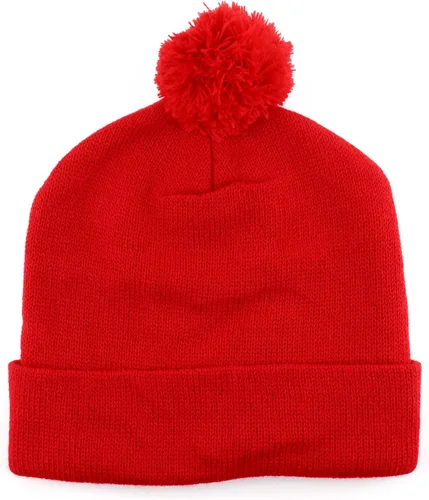 Vista 3 de Trendy Apparel Shop Gorro largo de punto de color liso con pompones