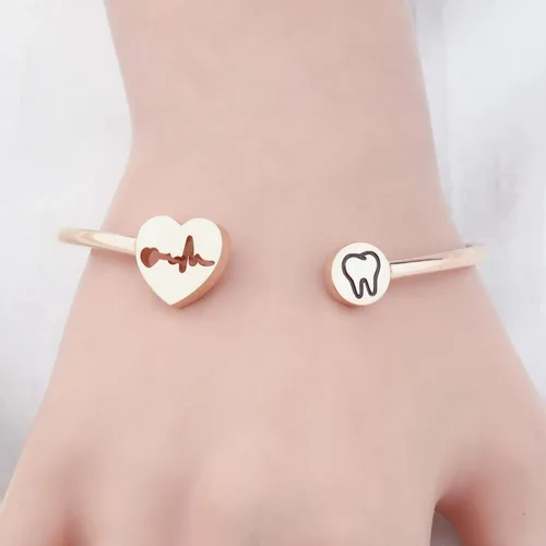 Vista 5 de WUSUANED Collar de dentista con latido de corazón, pulsera para higienista dental, regalo de joyería para asistente dental higienista dental