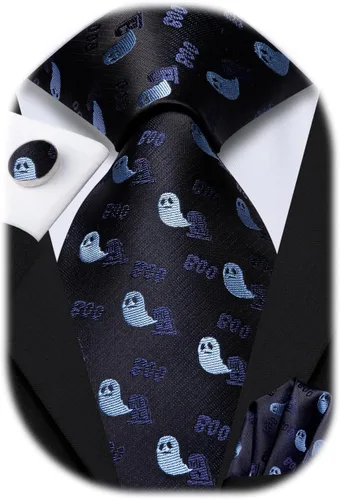 Vista 267 de Hi-Tie Corbata clásica de cachemira para hombre con pañuelo y gemelos a cuadros