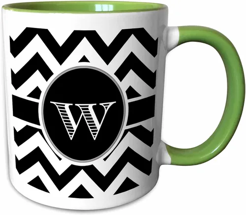 Vista 12 de 3dRose mug _ 222085 _ 1 blanco y negro Chevron monograma W – Taza de cerámica, 11-Ounce 2-Negro/Blanco