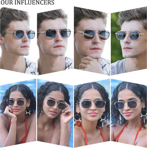 Vista 2 de Dollger Gafas de sol abatibles para hombres y mujeres, polarizadas Steampunk con doble lente