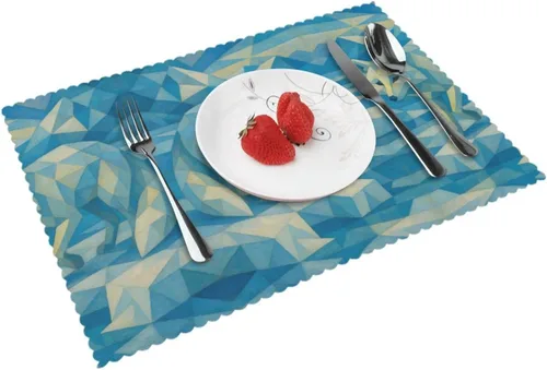 Vista 15 de Rectangular Placemats Set of 4, Heat Resistant Beach Sand Texture Printed Kitchen Dining Table Mats