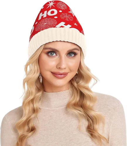 Vista 7 de Ho Red Stars Christmas Beanie for Women Men Warm Cap Soft Beanies Reversible Crochet Hats for Y2k Winter Fall