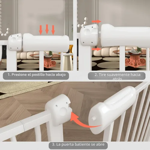 Vista 6 de Fairy Baby Extensiones de 4.72 pulgadas para caminar a través de la puerta del bebé, cierre automático, color blanco