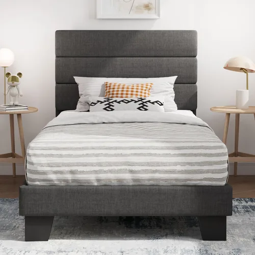 Vista 15 de SHA CERLIN Marco de Cama de Plataforma Twin con Cabecera de Tela Tapizada, Base de Colchón con Fuerte Soporte de Listones de Madera, No Necesita
