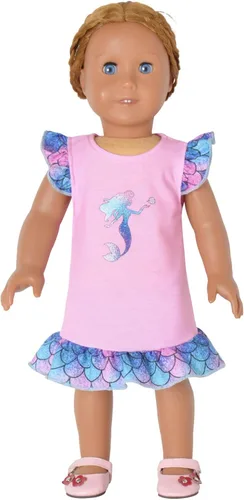 Vista 5 de QPANCY Chicas a juego Camisones Princesa Flutter Manga Pijamas Ropa de dormir Vestidos de Noche
