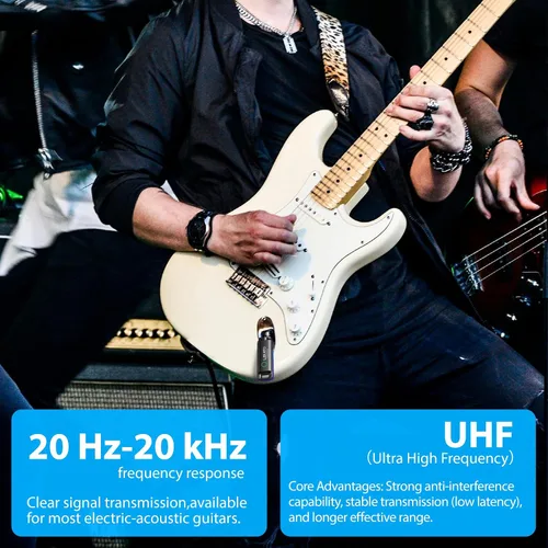 Vista 7 de LEKATO Sistema Inalámbrico de Guitarra UHF Transmisor y Receptor Inalámbrico de Guitarra Recargable Transmisor y Receptor de Audio Inalámbrico