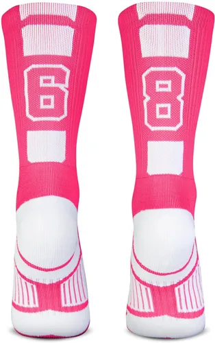 Vista 35 de ChalkTalkSPORTS Calcetines de equipo personalizados - Calcetines con números rosados Elige tu número