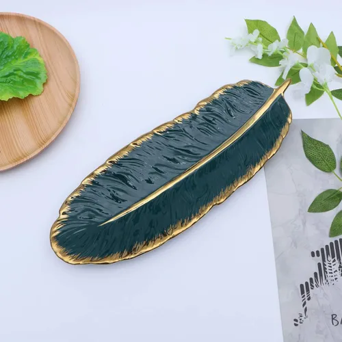 Vista 3 de Bandeja de almacenamiento de joyería de cerámica BESPORTBLE con anillo de hoja, organizador de joyas, organizador para joyas, cosméticos, cocina