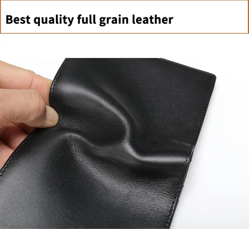 Vista 4 de Billetera plegable de cuero para hombre, Negro -, Bifold 002