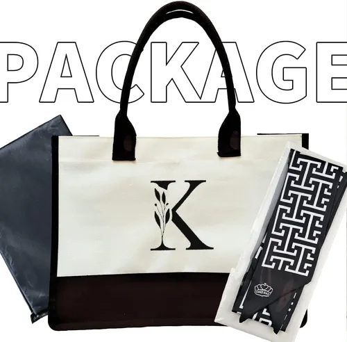 Vista 7 de CROWNED BEAUTY Bolsa de lona con bolsillo con cremallera, regalo personalizado para mujeres, monograma bordado con letra inicial K CT37-K