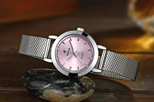 Vista 4 de Relojes de pulsera de lujo de moda casual reloj de pulsera de malla banda de cuarzo relojes para mujeres