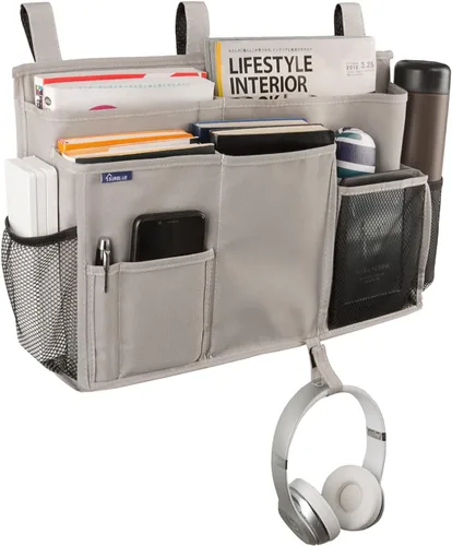 Vista 2 de Surblue Organizador de cama colgante para mesita de noche, bolsa de almacenamiento con bolsillo para literas y camas de hospital, habitaciones