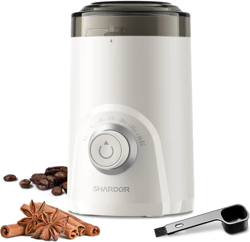Vista 9 de SHARDOR Molinillo de café eléctrico, 2.47 oz de gran capacidad, molinillo de especias con perilla de sincronización visual para moler preciso, Negro