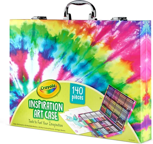Vista 4 de Estuche de Arte Crayola Inspiration - Juego de Colorear Tie-Dye (140 piezas), Set de Suministros de Arte para Niños, Kit de Dibujo de Viaje, Regalo