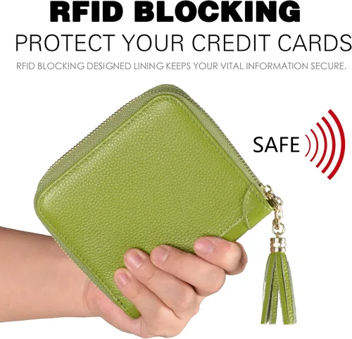 Vista 4 de Easyoulife - Billetera de piel con cierre y tarjetero para mujer, con bloqueo de interferencia de radiofrecuencia (RFID), cartera Rfid, M