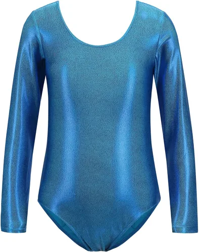 Vista 27 de AFAVOM Leotardos de gimnasia para niñas, leotardos de manga larga para niñas, brillantes y brillantes, para gimnasia, traje de ballet y danza