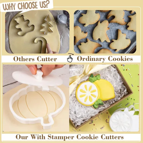 Vista 3 de Apple Cookie Cutters with Embosser Stamp 3D Printed PLA Citrus Fruit Shape 3 Inch Summer Citrus Party Birthday Baking Supplies