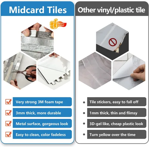 Vista 5 de Midcard 20 hojas de azulejos de pared de PVC para salpicaduras, para salpicaduras de cocina